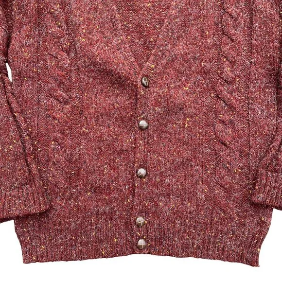Vintage Claybrooke Wool Cardigan Rust Shag Kurt Cobain Grunge Grandpa Sweater-M